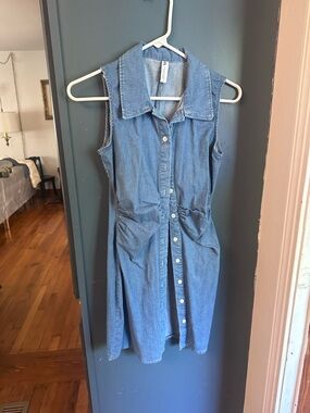 Zara Sleeveless Denim Midi Dress - Blue